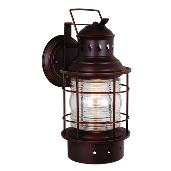 Vaxcel Hyannis 1 Light Bronze Coastal Lantern Cylinder Outdoor Wall Lantern Clear Glass OW37081BBZ - main